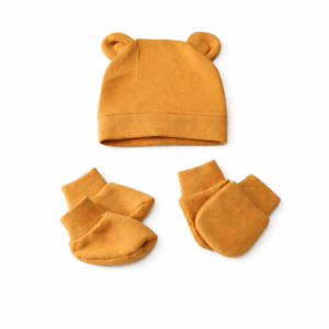 Cap With Ears, Mittens & Bootie Set