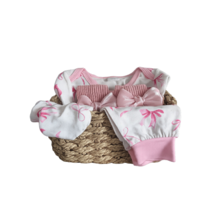 Baby Pink Bow Gift Basket
